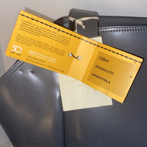 Plinio Visona Gray Purse - Leather Made in Italy - Picture 3 of 10